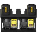 Riuog DeWalt Pil ve DCB112 Şarj Cihazı için Duvar Montaj Braketi, Metal Siyah Sağlam 4 Pil Tutucu ve Alet Odası ve Garaj için Şarj Tutucu