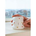 Riva İstanbul Minimal Çiçekler Amore El Yapımı Seramik Double Kahve Bardağı Mug Kupa - Krem - 220 ml