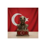 Riva Self Atatürk Masaüstü Biblo Figür - Türkiye Haritası Kabartmalı Kaideli - Hediyelik Dekoratif Büst