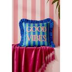 Rivaİstanbul Good Vibes Fırfırlı Dekoratif Kırlent Kılıfı Mavi
