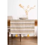 Rivaistanbul Ruffle Püsküllü Pamuklu Ham Keten Runner 50X130 Cm