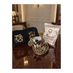 RivelCandle Leopar Desen Tabak, Porselen Türk Kahvesi Fincanı Ve Kürklü El Yapımı Cüzdan 90ml Leopar Desen Türk Kahvesi Sunumu Hediye Seti