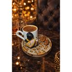 RivelCandle Leopar Desen Tabaklı Sırt Detaylı Kadın Figürlü Fincan, 90 ml, Kahverengi, Dekoratif, Hediyelik, Türk Kahvesi Sunumu