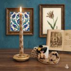 Rivelcandle Leopar Desenli Kahve Fincanı, Şamdan Mum ve Mum Altlığı Seti – Dekoratif Hediye Seti - Renkli - 90 ml