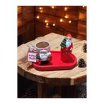 RivelCandle Porselen Fincan, 90 ml, Çok Renkli, Hediyelik, Dekoratif, Noel Temalı, Türk Kahvesi Sunumu, Yılbaşı, Kahve Fincanı ve Tepsi