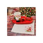 RivelCandle Porselen Fincan 90 ml Çok Renkli Yılbaşı Temalı Türk Kahvesi Sunum Seti, Noel Baba Figürlü, Mum ve El Yapımı Etamin Peçete Dahil