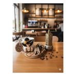 RivelCandle Porselen Fincan, 90 ml, Kahverengi, Hediyelik, Dekoratif, Leopar Desen, Türk Kahvesi Sunumu, El Kahve Öğütücü ile Set