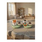 RivelCandle Porselen Türk Kahvesi Fincan Seti, 90ml, Çok Renkli, Çizgi Film Temalı, 2 Fincan ile Sunum Tabağı ve Çikolatalık