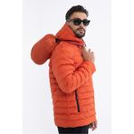 river green Erkek Kiremit Rüzgar Geçirmez Kapüşonlu Taşınabilir Çantalı Elyaf Dolgulu Hafif Spor Mont