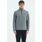 River Gri Melanj Dik Yaka Erkek Polar Sweatshirt - 88310