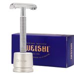 River Lake Kelebek Güvenlik Jilet Seti, WEISHI Krom Uzun Saplı Kelebek Açık Çift Kenarlı Güvenlik Jilet H3 Jilet Tutucu Seti (1 Jilet, 1 Stant, 1 Deri Koruyucu Kılıf ve 10 adet dorco bıçağı)