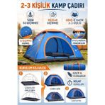 River World Kamp ve Doğa Için Çadır Kurulumu Manuel 2-3 Kişilik Ölçüleri 220 cm x 250 cm x 150 cm - Çok Renkli