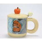 River World Kupa Bardak Porselen Tasarımı Capybara Kapaklı Kaşıklı - 1 Adet - 0 - 499 ml