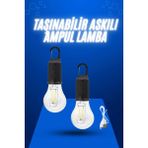 Rivera Tech Rvrhb Askılı Kırılmaz LED Işık Kamp Bahçe Lambası Taşınabilir LED Ampul Şarjlı - 1 - 0 - Siyah