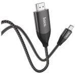 Rivera Tech Rvrhb Hoco UA16 Type-C To HDMI 4K 30hz Ses ve Görüntü Aktarma KABLOSU-(5775) - Siyah