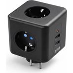 Rivera Tech Rvrtch Akım Korumalı Küp Priz 3 Priz Girişi ve 3 USB Şarj Özellikli - Çok Renkli - 1