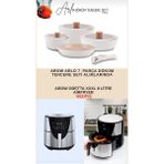 Rivo Home Decor Arlo 7 Parça Döküm Tencere Seti Hediye Arow Odetta Xxxl 8 Litre Airfryer