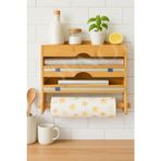 Rivo Home Decor Bambu Baharat Standlı Streç Alüminyum Folyo Kesici Kağıt Havluluk Seti Derinlik 7 cm Yükseklik: 28 cm En: 35,5 cm