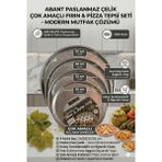 Rivo Home Decor Paslanmaz Çelik 4 Lü Set Pizza Tepsisi 24-28-32-36 cm - Gümüş