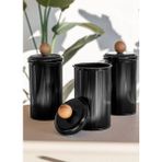 Rivo Home Decor Stripe Çay Kahve Şeker Kavanozu 1,20 Lt - Siyah