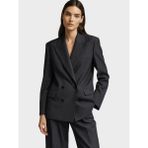 Rivus Modern Form Kruvaze Kesim Yün Karışımlı Vatkalı Blazer Ceket - Gri