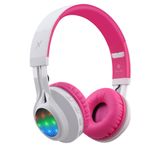 Riwbox WT-7S Bluetooth – kulaklık, üzerine Lingt katlanabilir Stereo Kablosuz Kulaklık ve mikrofon ve ses düzeyini kontrol edin PC/iPhone/iPad/TV için over-ear Pembe WT-7S