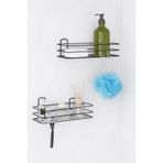 RİYA HOME EV & DEKORASYON Siyah Yapışkanlı Paslanmaz Banyo Rafı, Banyo Düzenleyici, Banyo Şampuanlık Düzenleyici 2 Adet Raf