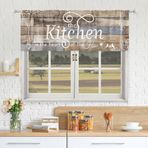 Riyidecor Rustik Çiftlik Evi Valance Mutfak Perdeleri Kısa Küçük Kırsal Çatal ve Kaşık Retro Ahşap Tahta Vintage Mavi Bej Çubuk Cep Kırsal Yatak Odası Oturma Odası Tedavi Kumaş 1 Panel 130 x 45 cm