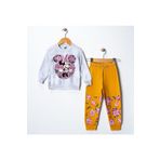 Riysgiyim Mickey Çiçek Baskılı Kız Çocuk Swetshirt Eşofman Takımı