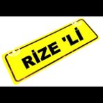 RİZE 'Lİ Yazılı Sarı Dekor Plaka Sök Tak Pratik yeni nesil