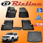 Rizline Jeep Renegade 3D Paspas + 3D Bagaj Havuzu 2015-2020 Arası Siyah Set