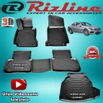 Rizline Mercedes C200 Siyah W205 2014 2019 3D Havuzlu Paspas