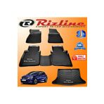 Rizline Nissan Pulsar 3D Paspas + 3D Bagaj Havuzu 2015-2020 Arası Siyah Set