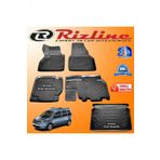 Rizline Renault Kangoo 2 3D Paspas + 3D Bagaj Havuzu 2015-2020 Arası Siyah Set