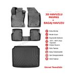 Rizline Renault Kangoo Combi 2007-2014 3D Araca Özel Paspas ve Bagaj Havuzu Set Bmy - Siyah