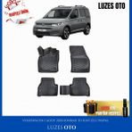 Rizline Volkswagen Caddy 3D Havuzlu Paspas 2023 Model Uyumlu - Siyah