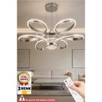 RİZZ İthal Kasa 3 Renk Kumandalı Kristal Led Avize Toplu Papatya Gümüş Salon & Oturma Odası Avizesi