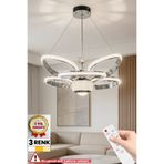 RİZZ İthal Kasa 3 Renk Kumandalı Led Avize Kral Tacı Toplu Gümüş Kasa Ledli Salon & Oturma odası Avizesi
