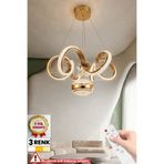 RİZZ İthal Kasa XL 3 Renk Kumandalı Led Avize Kıvrım Toplu Gold Kasa Ledli Salon & Oturma odası Avizesi