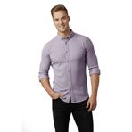 Rizz up Erkek Gri Likralı Kumaşı Fitilli Slim Fit Uzun Kollu Gömlek 2500805