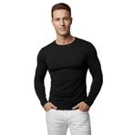 Rizz up Erkek Siyah Uzun Kollu Dar Kalıp Ince Sıfır Yaka Sweatshirt 2300423