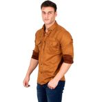 Rizz up Erkek Taba Kırışmayan Süet Kumaş ÇıtÇıtlı Cepli Slim Fit Mevsimlik Gömlek 2302329