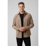 Rizzup Erkek Bej Kadife Fitilli Rahat Kesim Gömlek Yumuşak Dokulu Likralı Kadife Gömlek 2600758 - XL