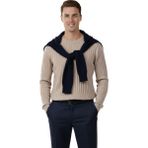 Rizzup Erkek Bej Rahat Kalıp Çizgi Dokulu Triko Kazak – Şık & Modern Tasarım 2605432 - 2XL