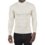 Rizzup Erkek Bej Slim Fit Likralı Tüylenme Yapmayan Yarım Balıkçı Çizgili Triko Yarım Boğazlı Kazak 2505503