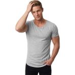 Rizzup Erkek Gri Slim Fit %90 Pamuk Açık Yaka Oval Kesim Likralı Basic Tişört 1801199 - XL