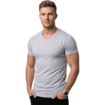 RizzUP Erkek Gri Slim Fit %90 Pamuk V Yaka Likralı Yumuşak Dokulu Basic Tişört 1801165 - 2XL