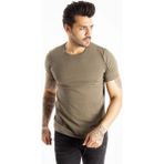 RizzUP Erkek Haki Slim Fit %90 Pamuk Likralı Yumuşak Dokulu Basic Tişört 1801131 - 3XL