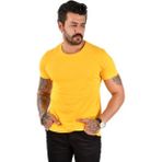 RizzUP Erkek Hardal Sarısı Slim Fit %90 Pamuk Likralı Yumuşak Dokulu Basic Tişört 1801131 - 2XL