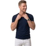 RizzUP Erkek Lacivert Slim Fit %90 Pamuk V Yaka Likralı Yumuşak Dokulu Basic Tişört 1801165 - 2XL